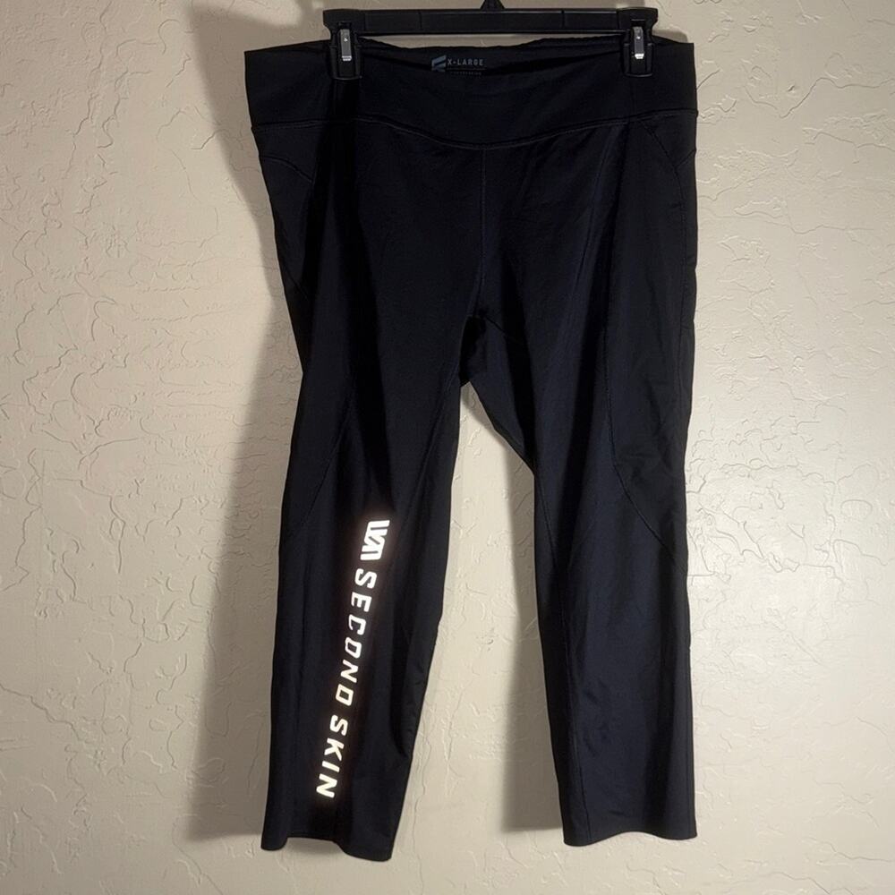 Second skin black compression cropped leggings size XL